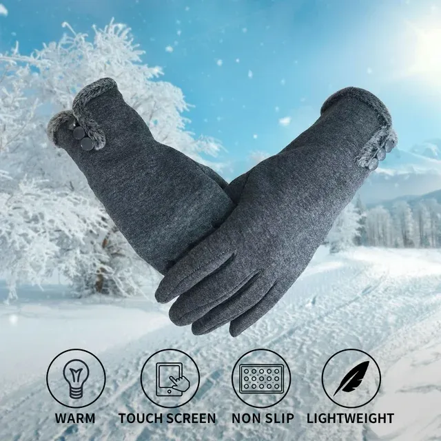 Women 3 Pairs Warm Fleece With Sensitive Touch Screen Texting Fingers Fleece Lined Windproof Gloves ZB110