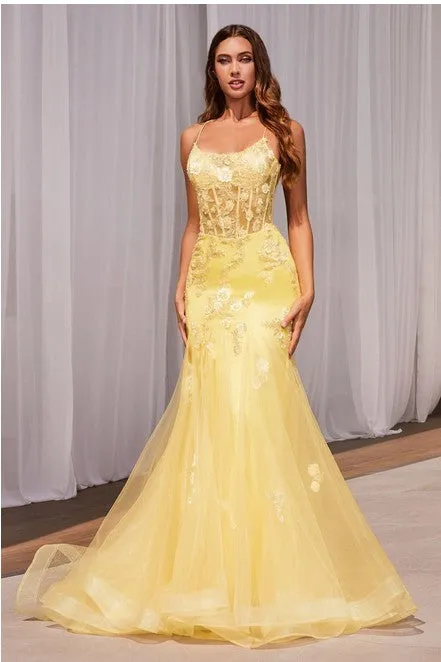 Yellow Embellished Pastel Mermaid Dress